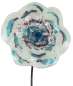 Preview: Zauberhafter Gartenstecker Glasblume weiß mit blau-lila Streifen - ca. 100 cm - Gartendekoration